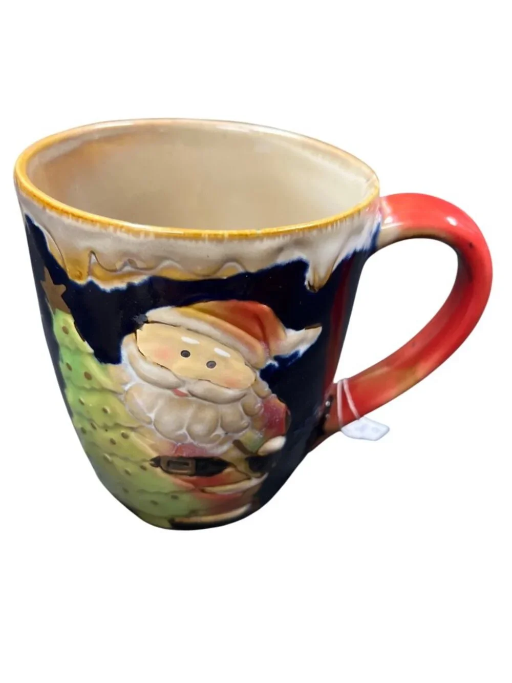 Christmas theme set of 4 large ceramic glazed cups mugs SKU 10-585